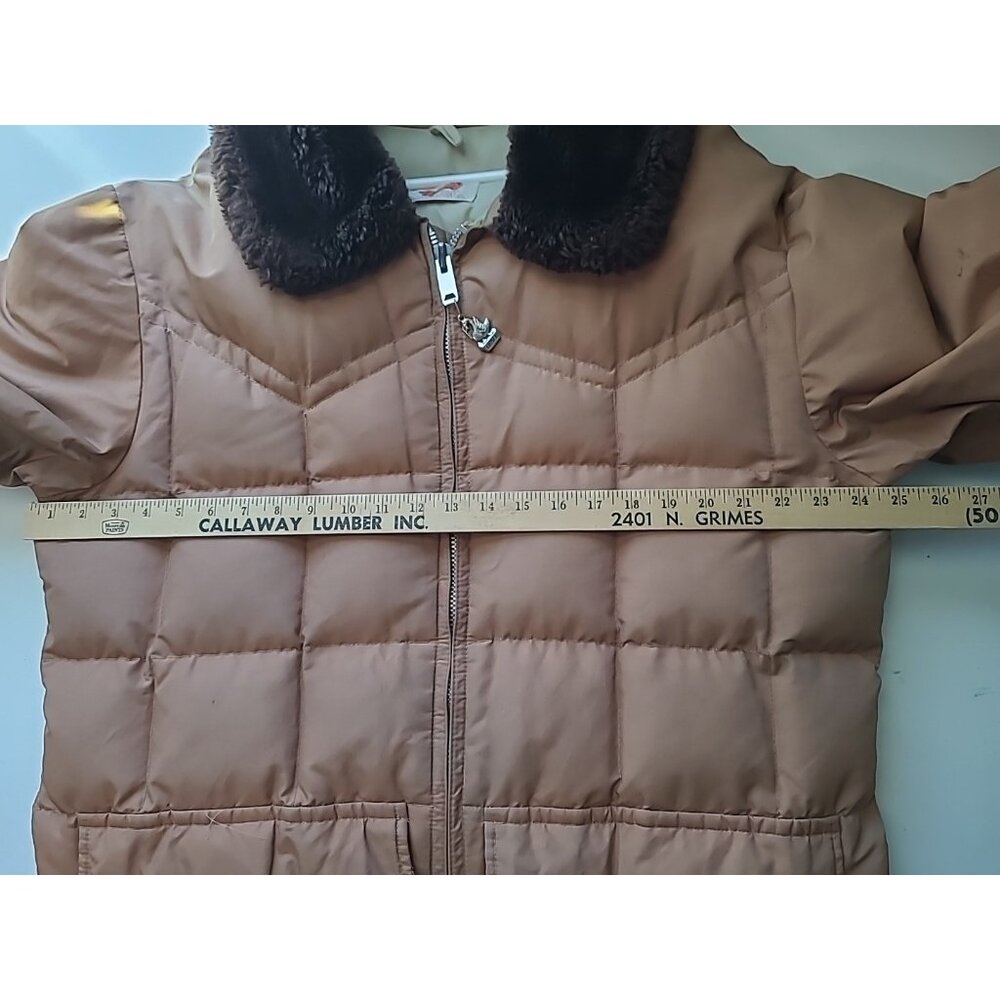 True Vintage Comfy Goose Down Jacket Coat Men XL “Fur” Collar Puffer USA 70s 60s - Picture 4 of 16